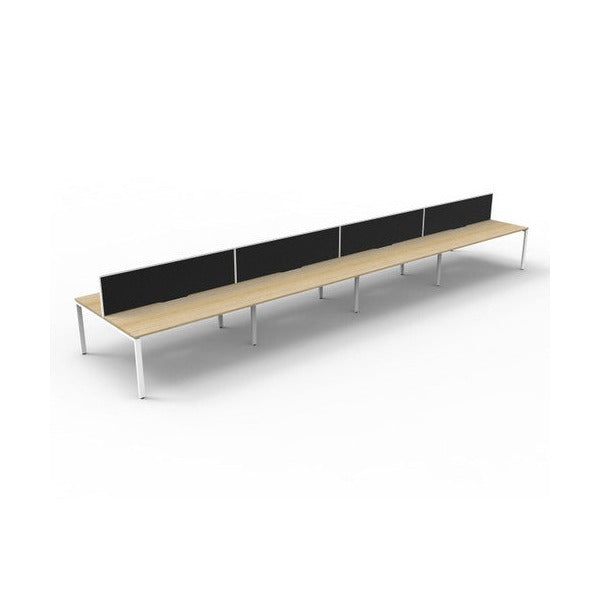 Rapidline Deluxe Infinity Back to Back 8 Person Workstation Profile Leg 1800 x 750mm with Screen Natural Oak / White Satin