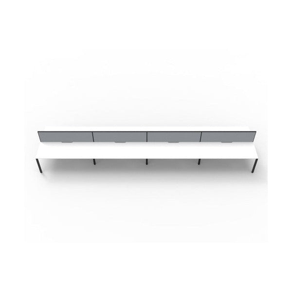 Rapidline Deluxe Infinity Back to Back 8 Person Workstation Profile Leg 1800 x 750mm with Screen Natural White / Black Satin