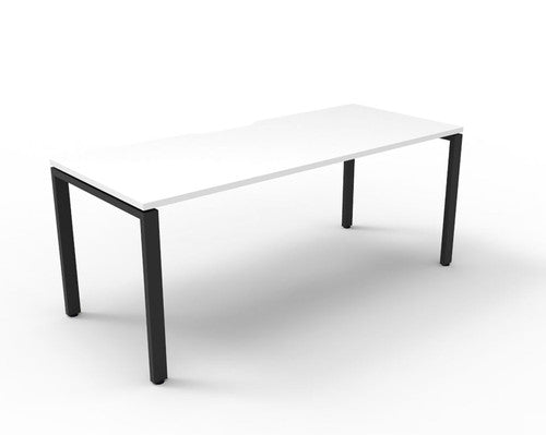 Rapidline Deluxe Infinity Single Sided Workstation Profile Leg 1500 x 750mm Natural White / Black Satin