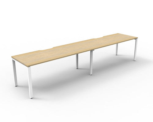 Rapidline Deluxe Infinity Single Sided 2 Person Workstation Profile Leg 1200 x 750mm Natural Oak / White Satin