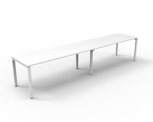 Rapidline Deluxe Infinity Single Sided 2 Person Workstation Profile Leg 1200 x 750mm Natural White / White Satin