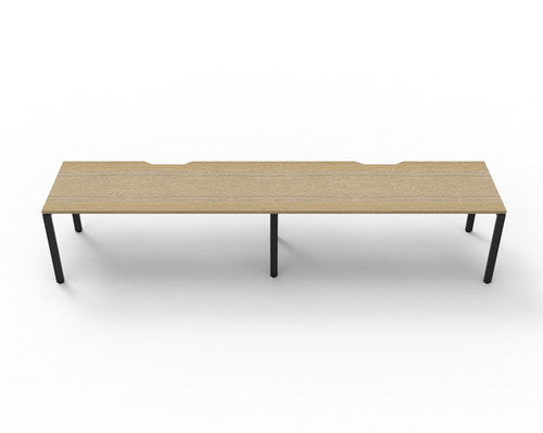 Rapidline Deluxe Infinity Single Sided 2 Person Workstation Profile Leg 1500 x 750mm Natural Oak / Black Satin
