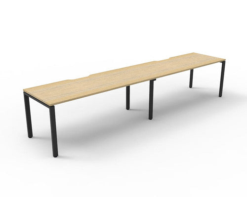 Rapidline Deluxe Infinity Single Sided 2 Person Workstation Profile Leg 1500 x 750mm Natural Oak / Black Satin