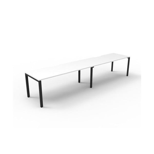 Rapidline Deluxe Infinity Single Sided 2 Person Workstation Profile Leg 1800 x 750mm Natural White / Black Satin
