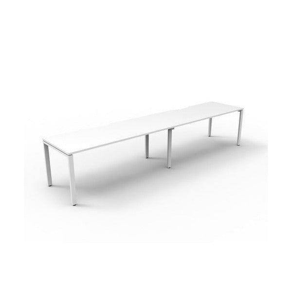 Rapidline Deluxe Infinity Single Sided 2 Person Workstation Profile Leg 1800 x 750mm Natural White / White Satin