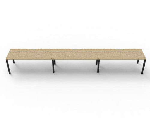 Rapidline Deluxe Infinity Single Sided 3 Person Workstation Profile Leg 1800 x 750mm Natural Oak / Black Satin