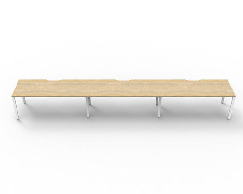 Rapidline Deluxe Infinity Single Sided 3 Person Workstation Profile Leg 1800 x 750mm Natural Oak / White Satin