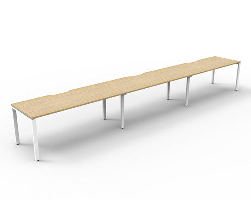 Rapidline Deluxe Infinity Single Sided 3 Person Workstation Profile Leg 1800 x 750mm Natural Oak / White Satin