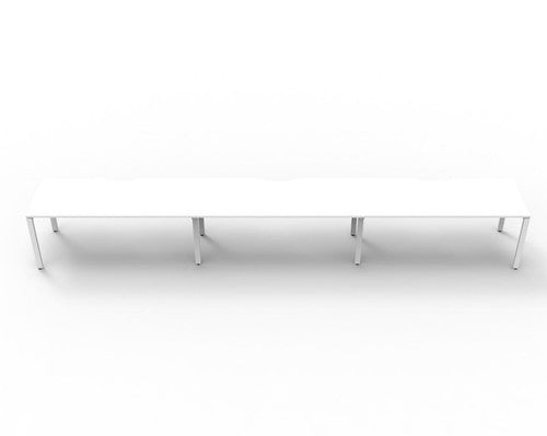 Rapidline Deluxe Infinity Single Sided 3 Person Workstation Profile Leg 1800 x 750mm Natural White / White Satin