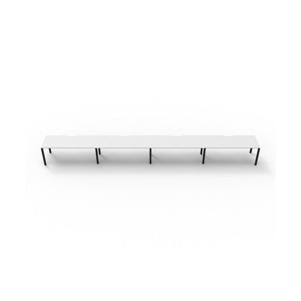 Rapidline Deluxe Infinity Single Sided 4 Person Workstation Profile Leg 1200 x 750mm Natural White / Black Satin