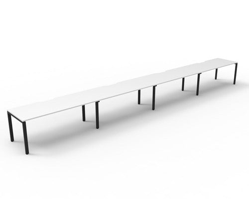 Rapidline Deluxe Infinity Single Sided 4 Person Workstation Profile Leg 1200 x 750mm Natural White / Black Satin