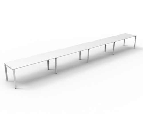 Rapidline Deluxe Infinity Single Sided 4 Person Workstation Profile Leg 1200 x 750mm Natural White / White Satin