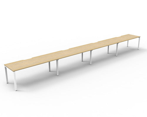 Rapidline Deluxe Infinity Single Sided 4 Person Workstation Profile Leg 1500 x 750mm Natural Oak / White Satin
