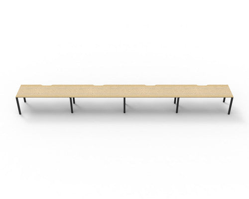 Rapidline Deluxe Infinity Single Sided 4 Person Workstation Profile Leg 1800 x 750mm Natural Oak / Black Satin