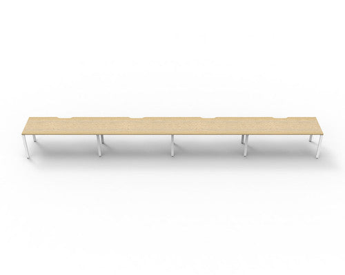 Rapidline Deluxe Infinity Single Sided 4 Person Workstation Profile Leg 1800 x 750mm Natural Oak / White Satin