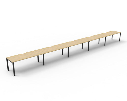Rapidline Deluxe Infinity Single Sided 5 Person Workstation Profile Leg 1200 x 750mm Natural Oak / Black Satin