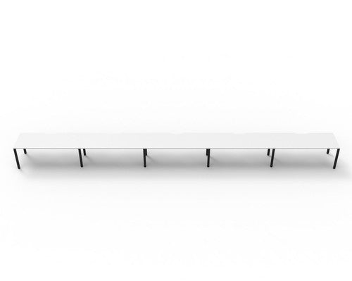 Rapidline Deluxe Infinity Single Sided 5 Person Workstation Profile Leg 1200 x 750mm Natural White / Black Satin