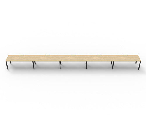 Rapidline Deluxe Infinity Single Sided 5 Person Workstation Profile Leg 1800 x 750mm Natural Oak / Black Satin
