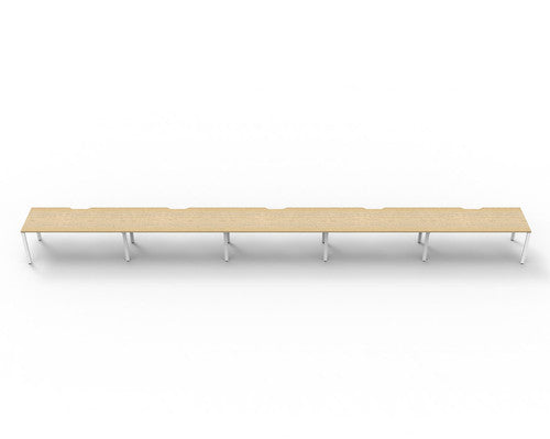 Rapidline Deluxe Infinity Single Sided 5 Person Workstation Profile Leg 1800 x 750mm Natural Oak / White Satin
