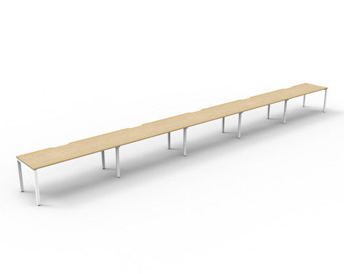 Rapidline Deluxe Infinity Single Sided 5 Person Workstation Profile Leg 1800 x 750mm Natural Oak / White Satin