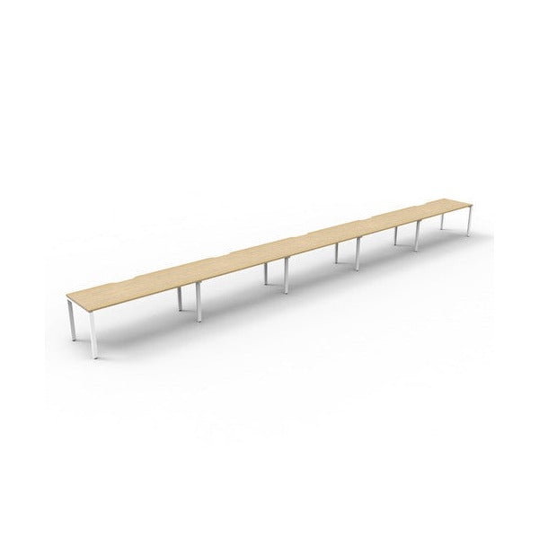 Rapidline Deluxe Infinity Single Sided 5 Person Workstation Profile Leg 1800 x 750mm Natural Oak / White Satin