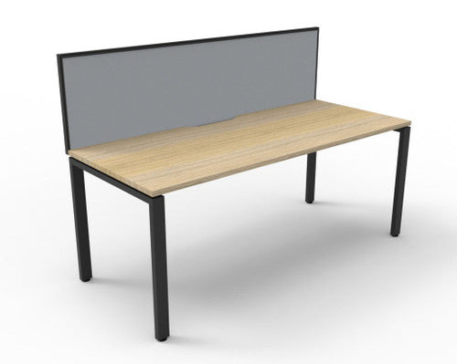Rapidline Deluxe Infinity Single Sided Workstation Profile Leg 1200 x 750mm with Screen Natural Oak / Black Satin