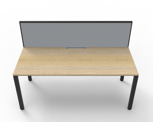 Rapidline Deluxe Infinity Single Sided Workstation Profile Leg 1500 x 750mm with Screen Natural Oak / Black Satin