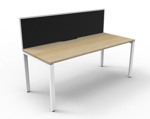 Rapidline Deluxe Infinity Single Sided Workstation Profile Leg 1500 x 750mm with Screen Natural Oak / White Satin