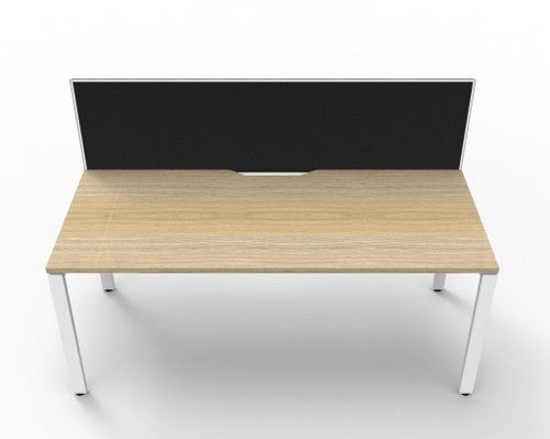 Rapidline Deluxe Infinity Single Sided Workstation Profile Leg 1800 x 750mm with Screen Natural Oak / White Satin