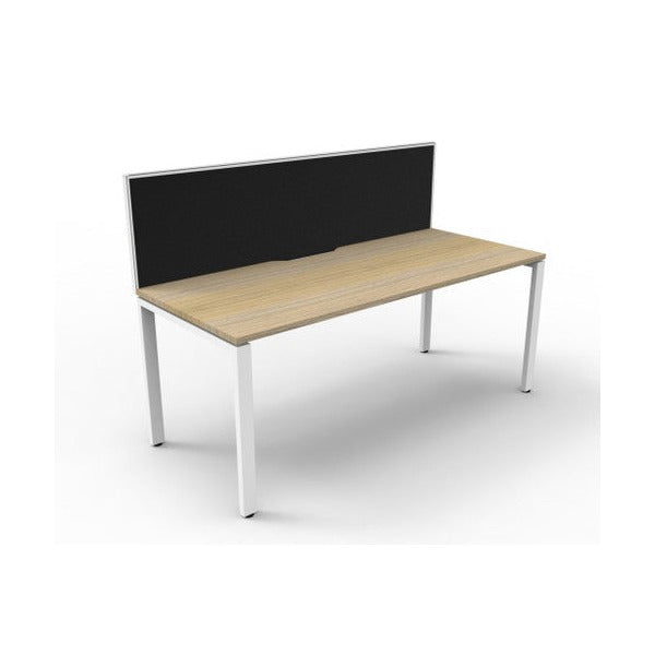 Rapidline Deluxe Infinity Single Sided Workstation Profile Leg 1800 x 750mm with Screen Natural Oak / White Satin