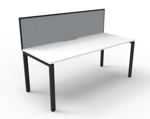 Rapidline Deluxe Infinity Single Sided Workstation Profile Leg 1800 x 750mm with Screen Natural White / Black Satin