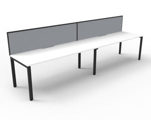 Rapidline Deluxe Infinity Single Sided 2 Person Workstation Profile Leg 1500 x 750mm with Screen Natural White / Black Satin