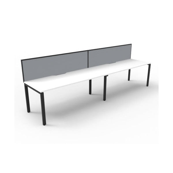 Rapidline Deluxe Infinity Single Sided 2 Person Workstation Profile Leg 1500 x 750mm with Screen Natural White / Black Satin