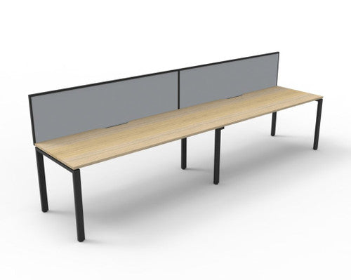Rapidline Deluxe Infinity Single Sided 2 Person Workstation Profile Leg 1800 x 750mm with Screen Natural Oak / Black Satin