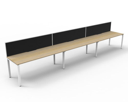 Rapidline Deluxe Infinity Single Sided 3 Person Workstation Profile Leg 1800 x 750mm with Screen Natural Oak / White Satin