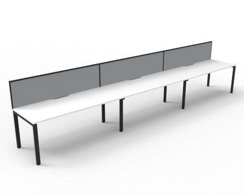 Rapidline Deluxe Infinity Single Sided 3 Person Workstation Profile Leg 1800 x 750mm with Screen Natural White / Black Satin