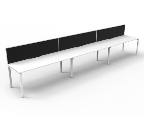 Rapidline Deluxe Infinity Single Sided 3 Person Workstation Profile Leg 1800 x 750mm with Screen Natural White / White Satin