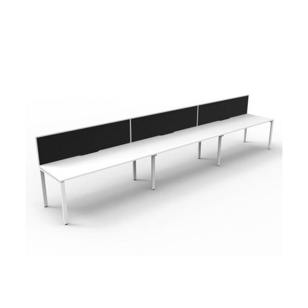 Rapidline Deluxe Infinity Single Sided 3 Person Workstation Profile Leg 1800 x 750mm with Screen Natural White / White Satin