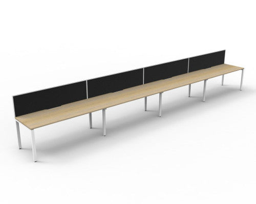 Rapidline Deluxe Infinity Single Sided 4 Person Workstation Profile Leg 1500 x 750mm with Screen Natural Oak / White Satin