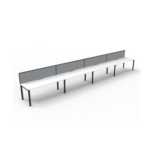 Rapidline Deluxe Infinity Single Sided 4 Person Workstation Profile Leg 1500 x 750mm with Screen Natural White / Black Satin