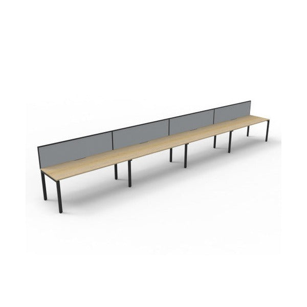 Rapidline Deluxe Infinity Single Sided 4 Person Workstation Profile Leg 1800 x 750mm with Screen Natural Oak / Black Satin