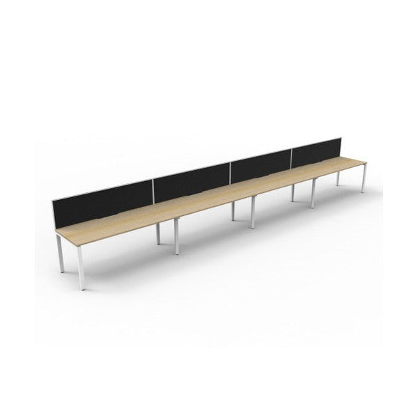 Rapidline Deluxe Infinity Single Sided 4 Person Workstation Profile Leg 1800 x 750mm with Screen Natural Oak / White Satin
