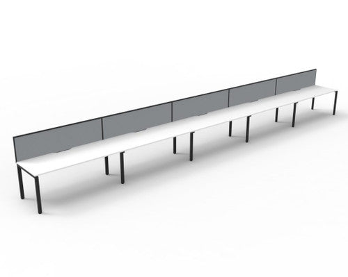 Rapidline Deluxe Infinity Single Sided 5 Person Workstation Profile Leg 1200 x 750mm with Screen Natural White / Black Satin