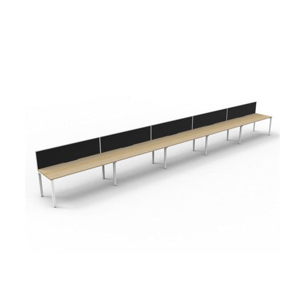 Rapidline Deluxe Infinity Single Sided 5 Person Workstation Profile Leg 1800 x 750mm with Screen Natural Oak / White Satin