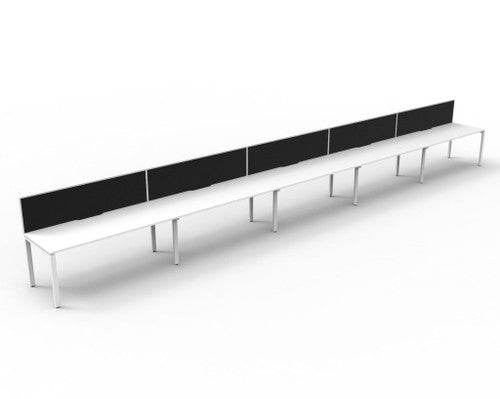 Rapidline Deluxe Infinity Single Sided 5 Person Workstation Profile Leg 1800 x 750mm with Screen Natural White / White Satin