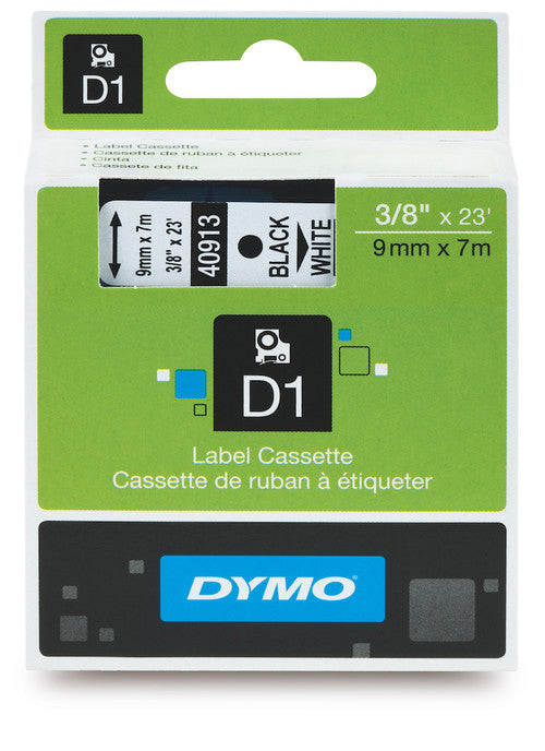 Dymo D1 Label Tape 9mm x 7m Black on White