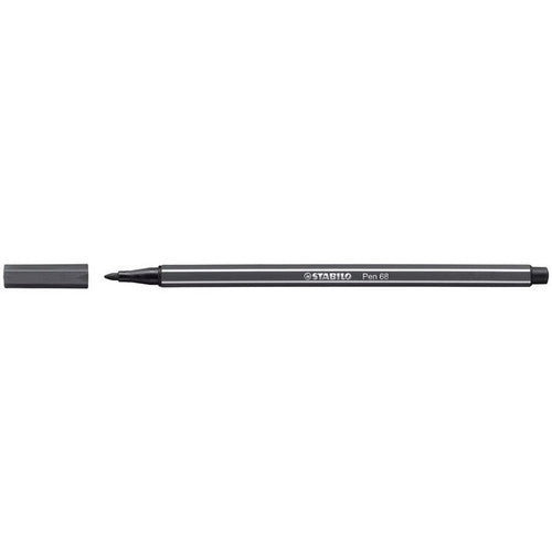 Stabilo Pen 68 Premium Colouring Fibre Tip Pen 1.0mm Deep Cold Grey Box of 10