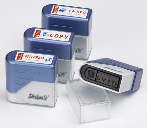 DeskMate Dual Colour Pre-Inked Office Stamp Copy Blue Red