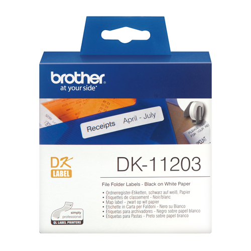 Brother Label Roll DK11203 17mm x 87mm Black on White