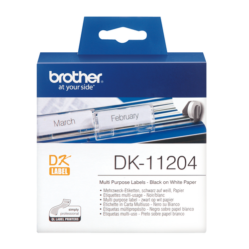 Brother Label Roll DK11204 17mm x 54mm Black on White